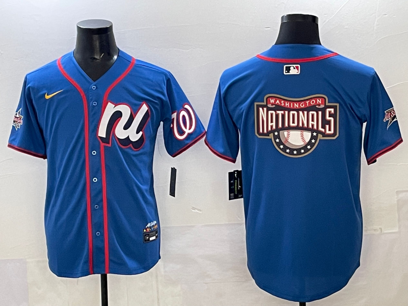 Men 2025 Washington Nationals blank blue MLB All Star Nike jersey style 4